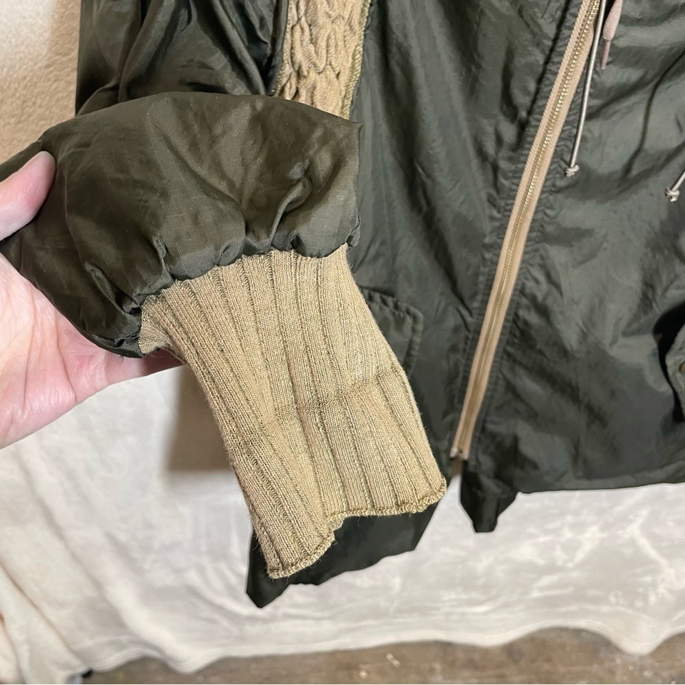 Vintage Free People military green jacket sweater knit trim womens small boho - Picture 7 of 11